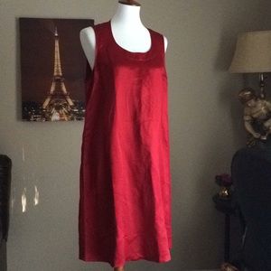 Eileen Fisher Silk Linen Red Dress Sz L